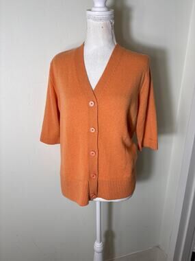 NWT Sharis Tangerine Half Sleeve Cashmere Button Up Cardigan Sz M